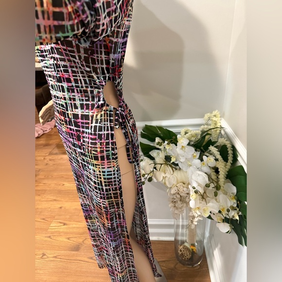 Multicolor Long Sleeve Swim Coverup - Picture 4 of 5